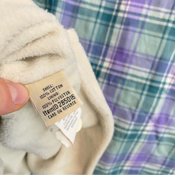 L.L. Bean Women's Fleece-Lined Flannel Shirt Snap-Front Plaid Size L Pet - Picture 7 of 7